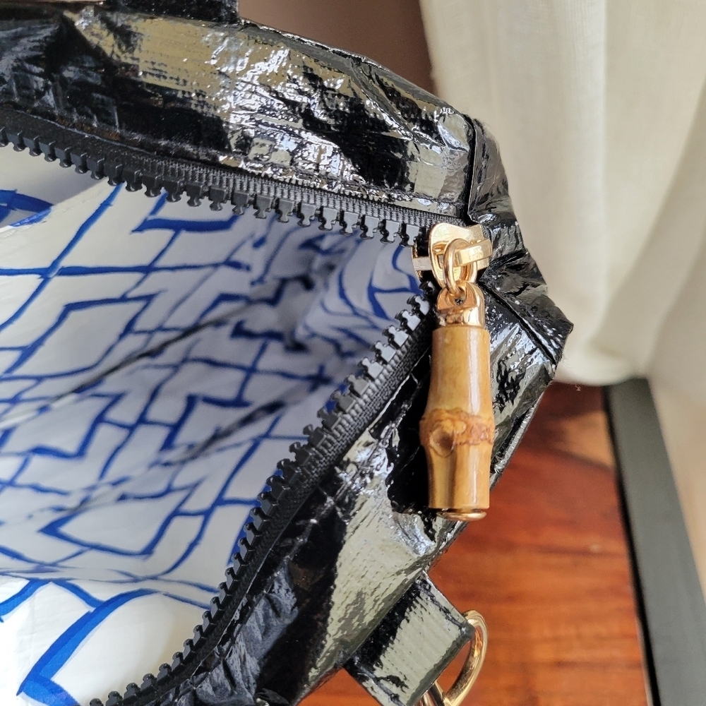 Bourbon and Bamboo The Perfect Bag Small Black Clutch Zipper Gold Hardware - Picture 4 of 12